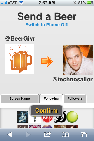 Using Twitter you can send a gift