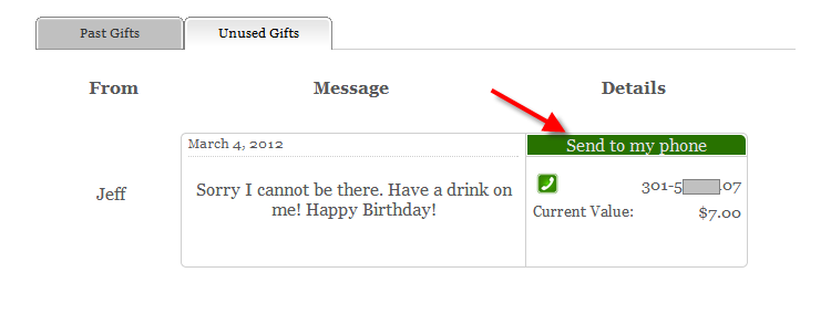 Lost gifts can be resent to your phone